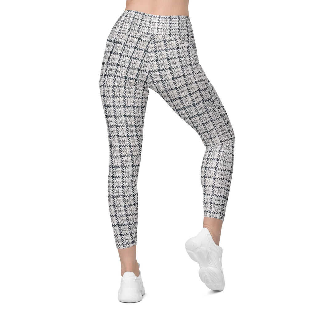 Printed Royal Tweed Effect Leggings With Pockets