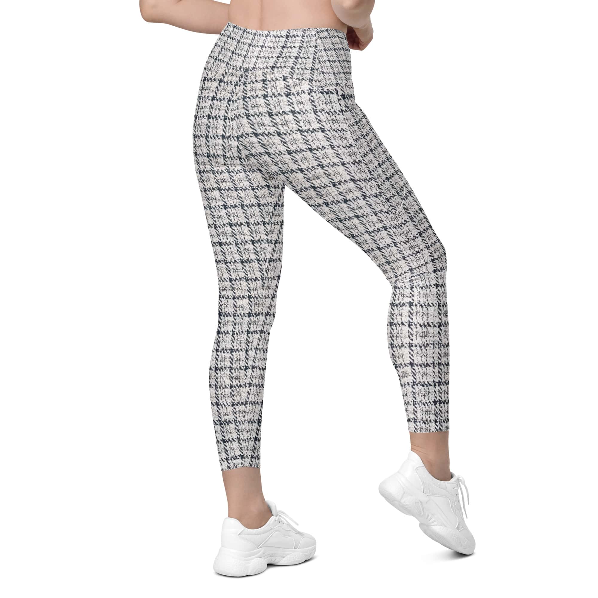 Printed Royal Tweed Effect Leggings With Pockets