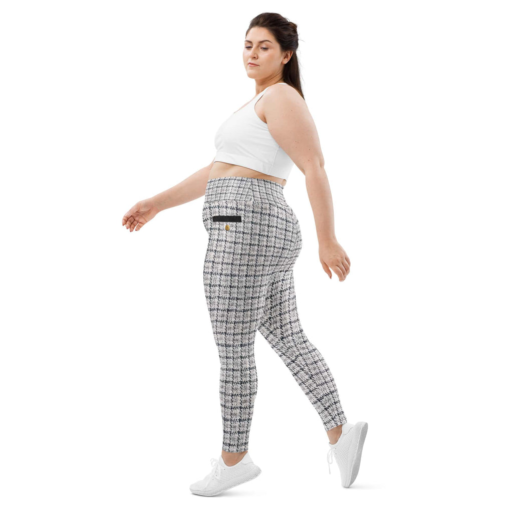 Printed Royal Tweed Effect Plus Size Leggings