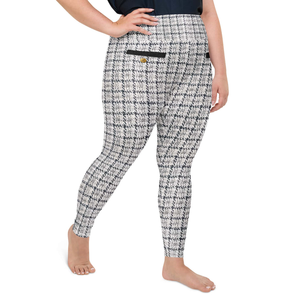 Printed Royal Tweed Effect Plus Size Leggings