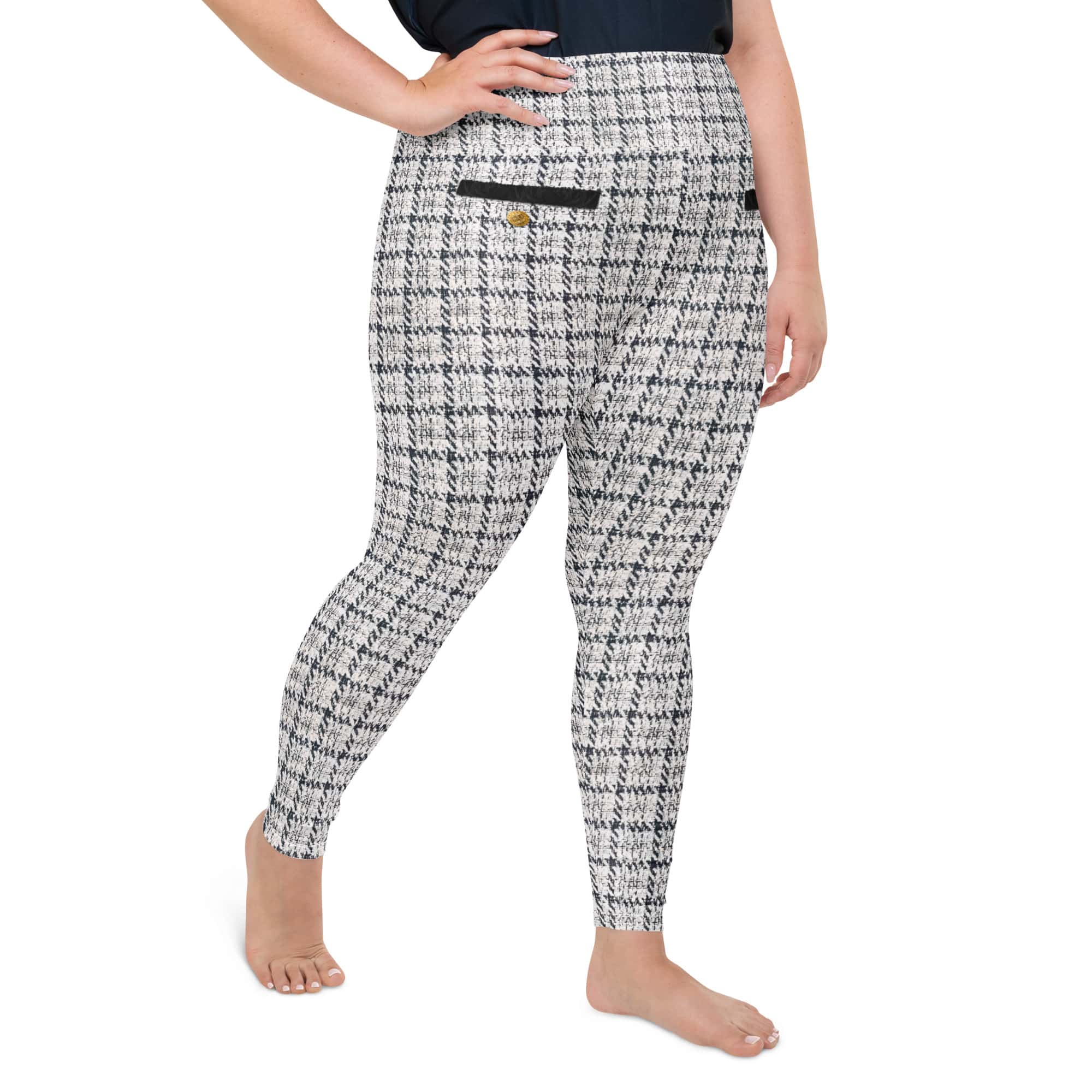 Printed Royal Tweed Effect Plus Size Leggings
