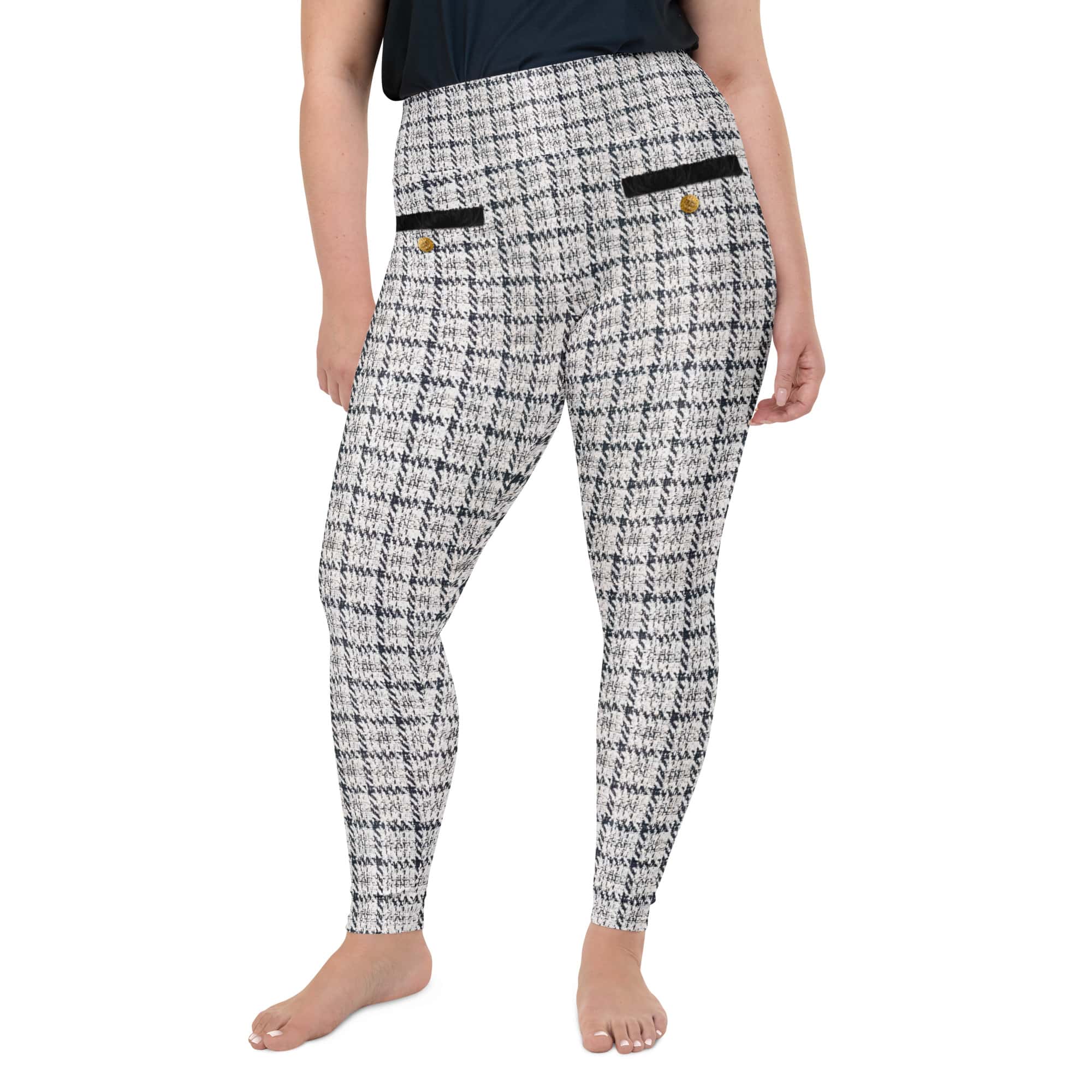 Printed Royal Tweed Effect Plus Size Leggings