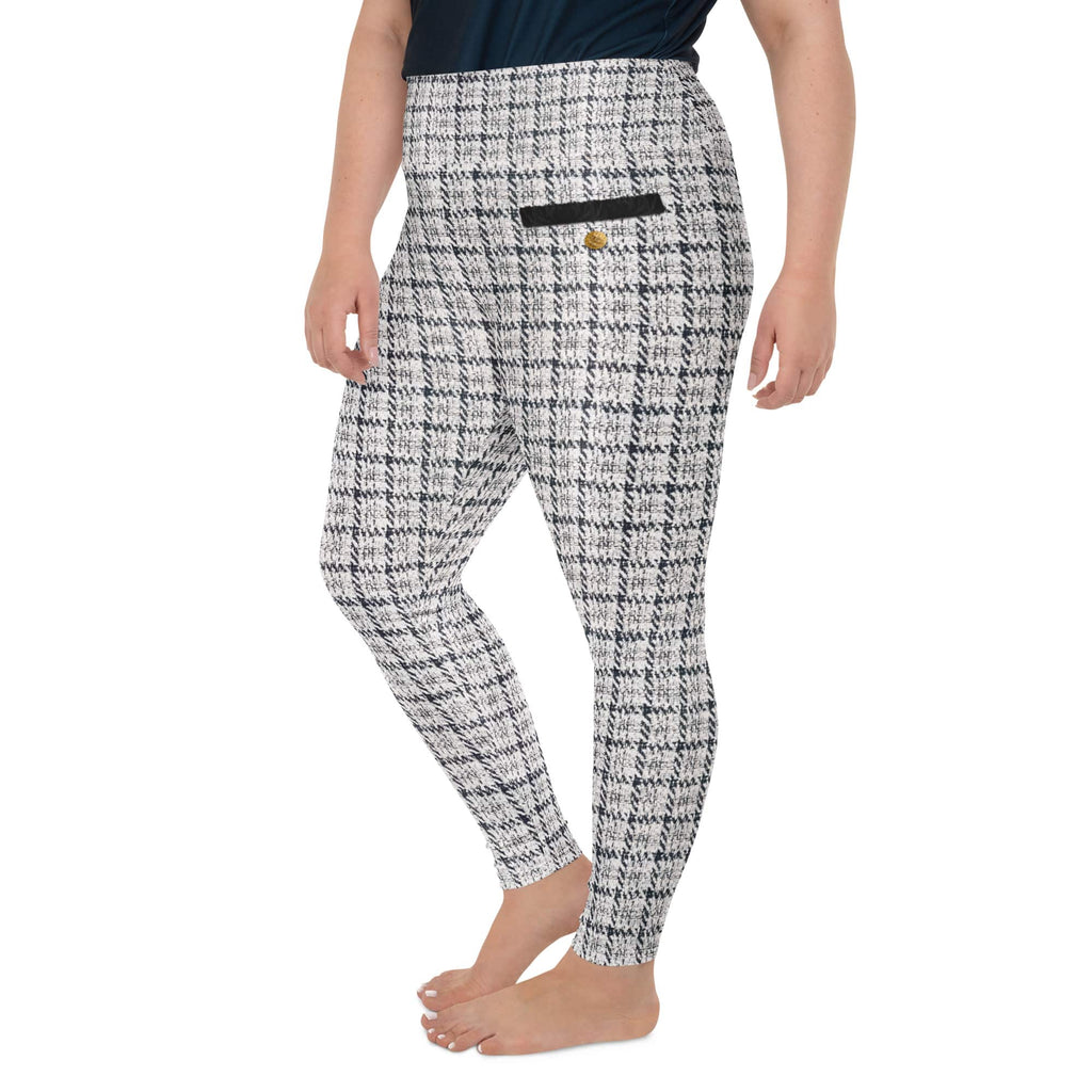 Printed Royal Tweed Effect Plus Size Leggings