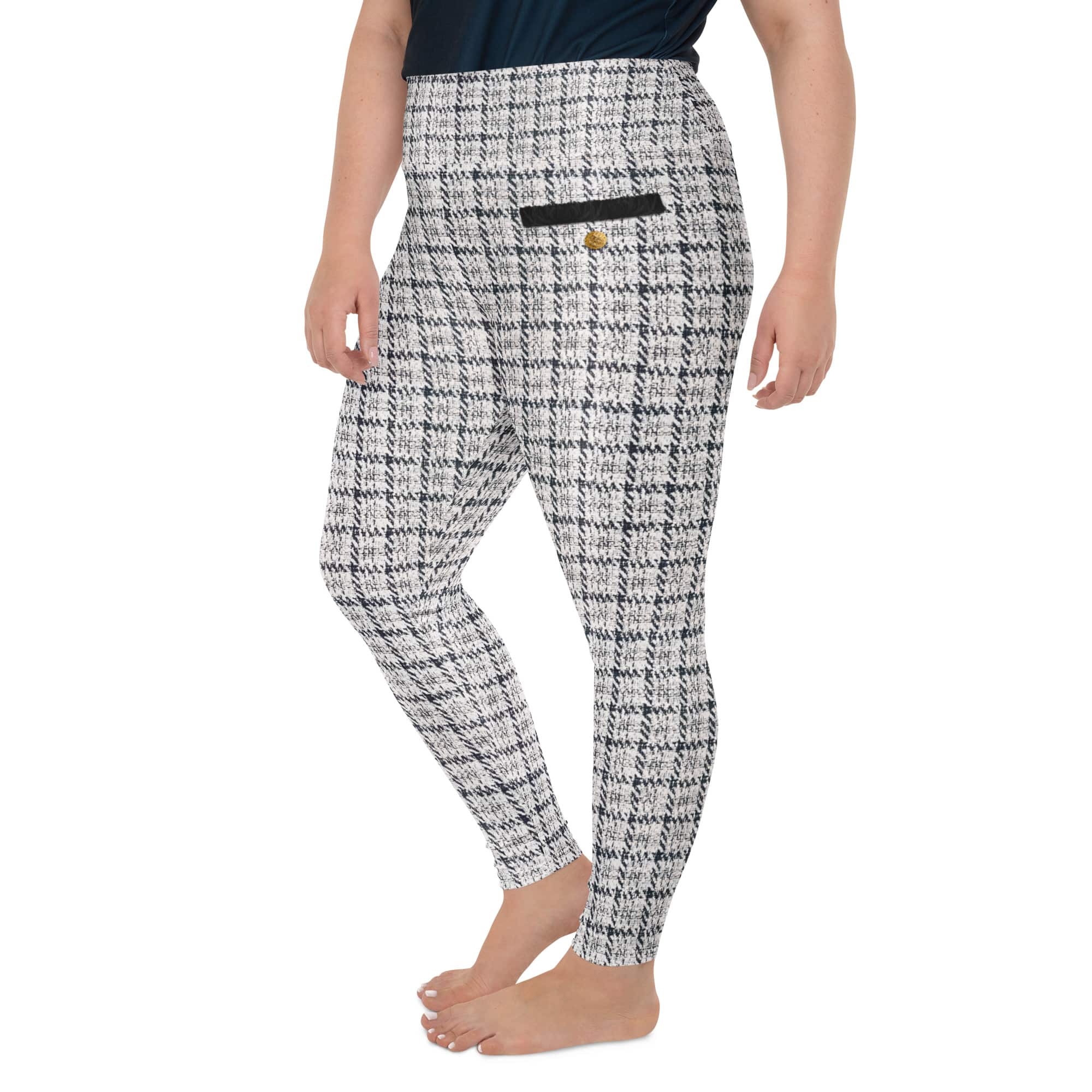 Printed Royal Tweed Effect Plus Size Leggings
