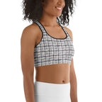 Printed Royal Tweed Effect Sports Bra