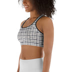 Printed Royal Tweed Effect Sports Bra