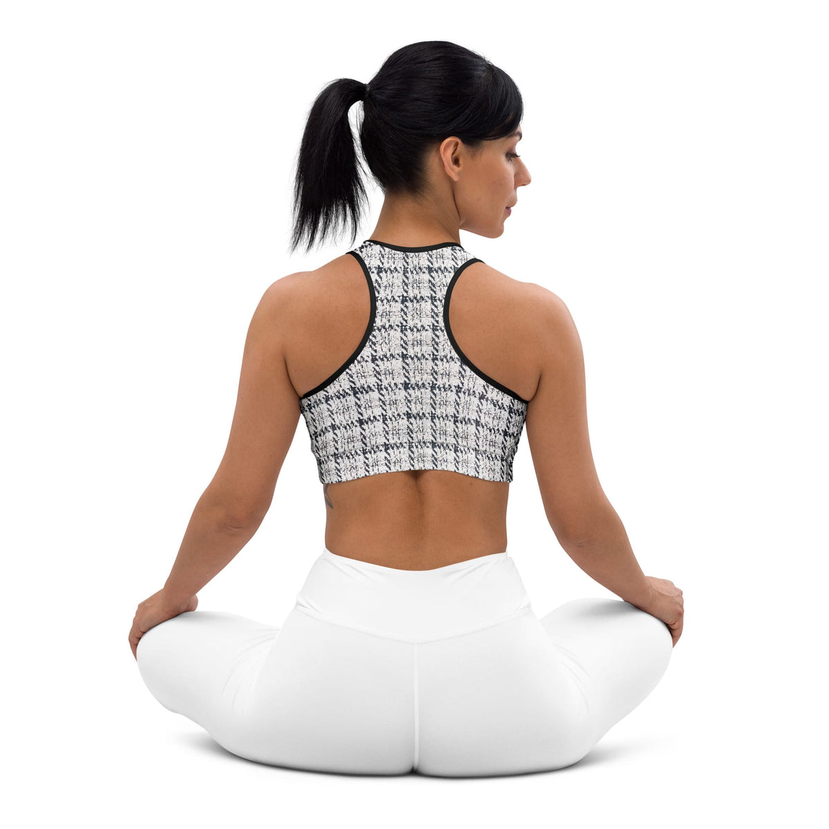 Printed Royal Tweed Effect Sports Bra