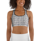 Printed Royal Tweed Effect Sports Bra
