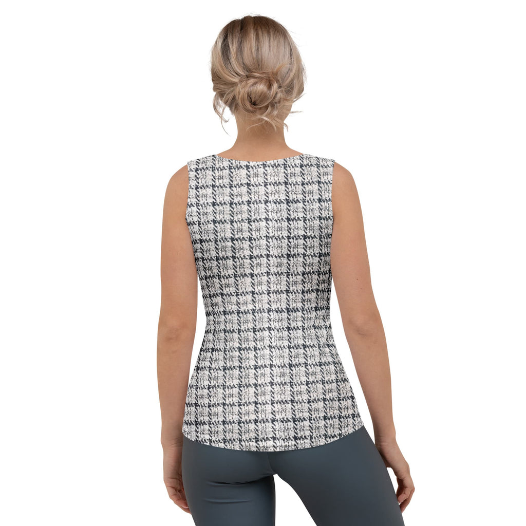 Printed Royal Tweed Effect Tank Top