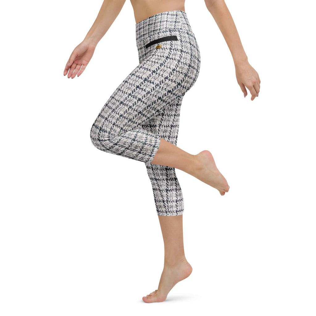 Printed Royal Tweed Effect Yoga Capris