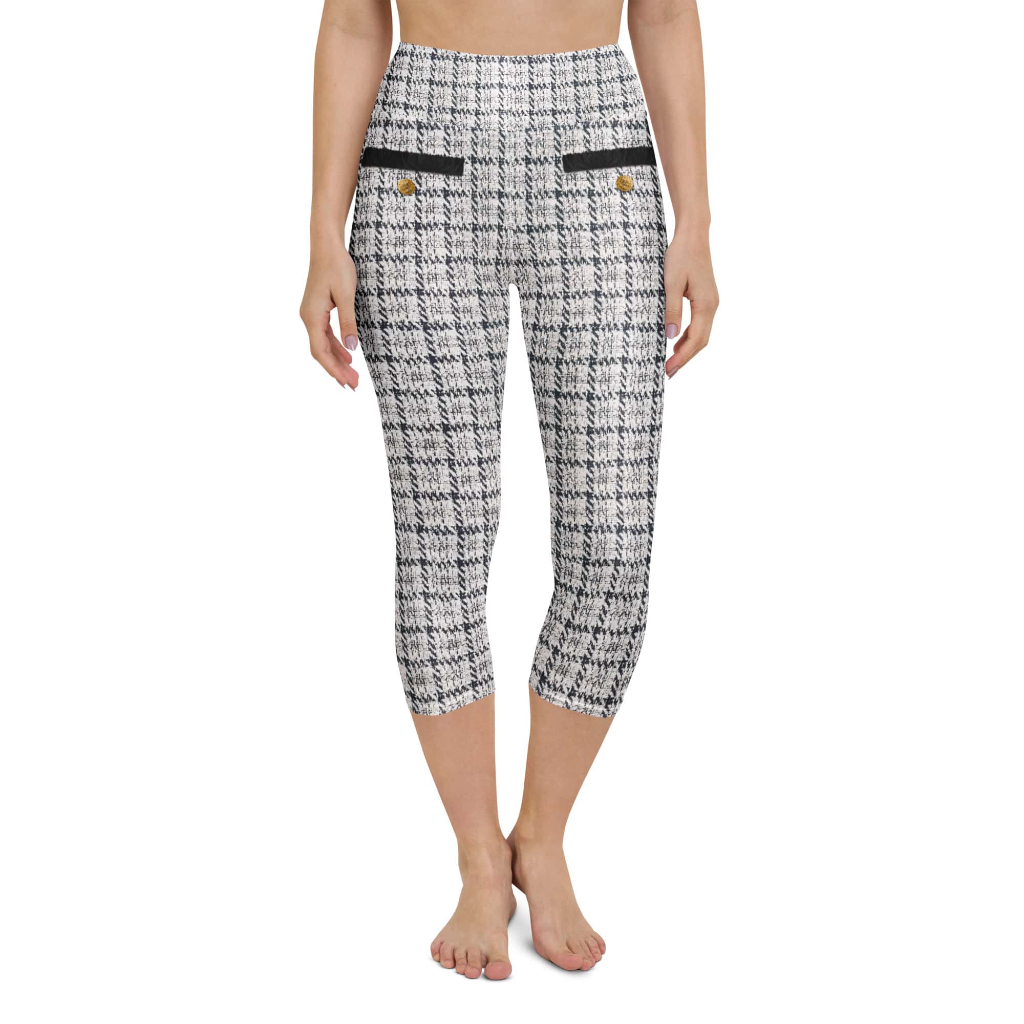 Printed Royal Tweed Effect Yoga Capris