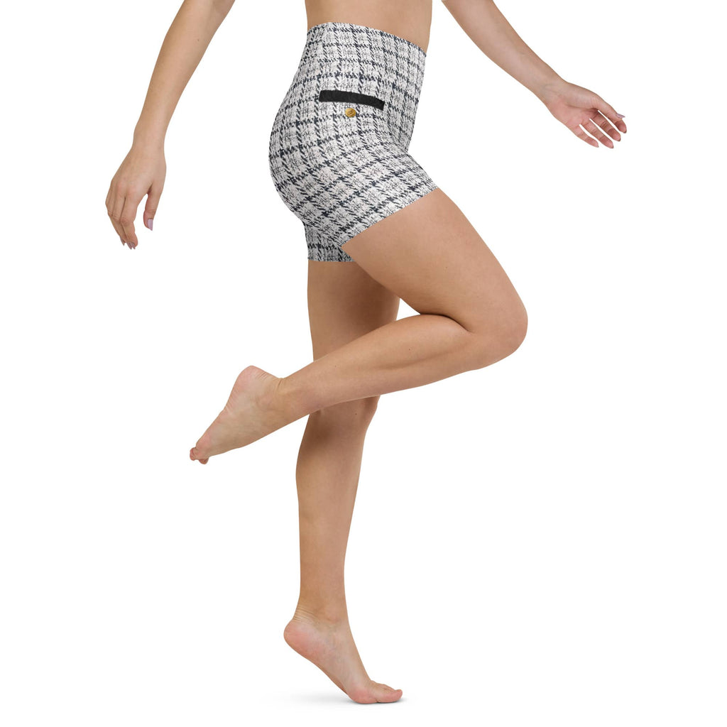Printed Royal Tweed Effect Yoga Shorts