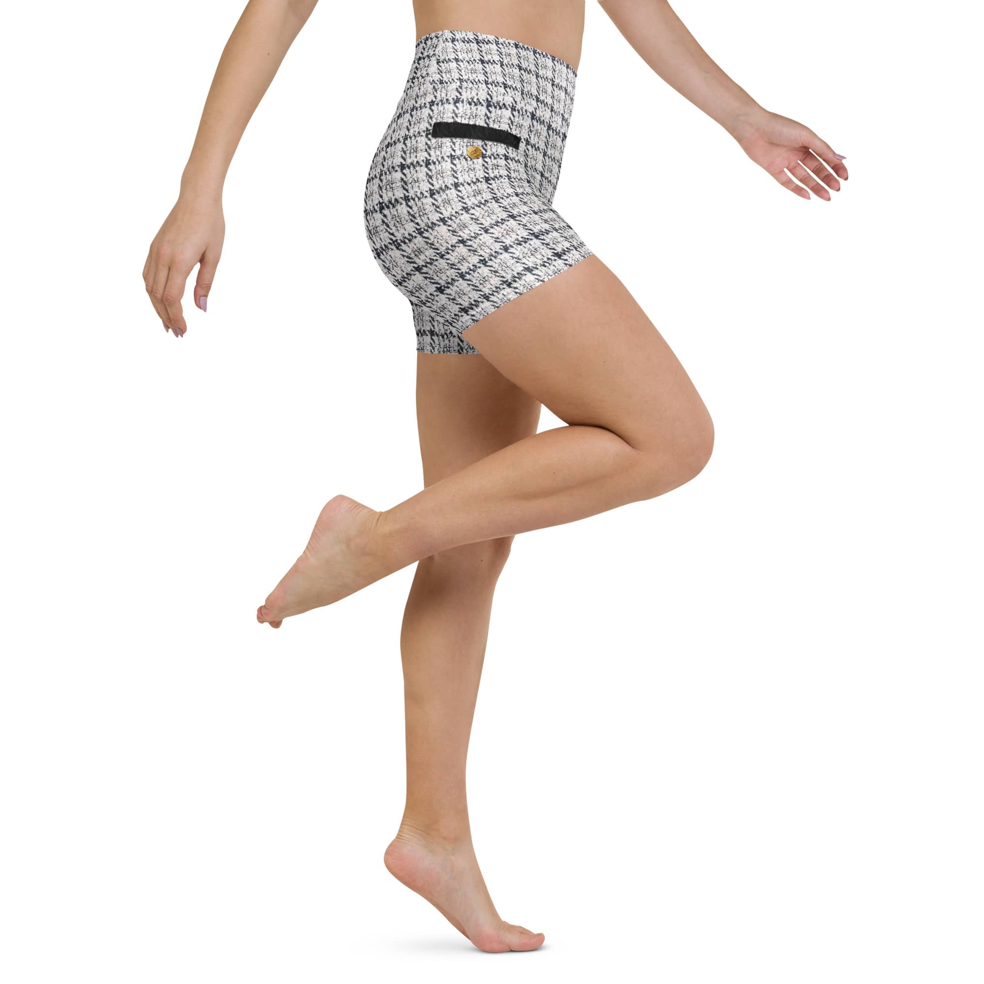 Printed Royal Tweed Effect Yoga Shorts