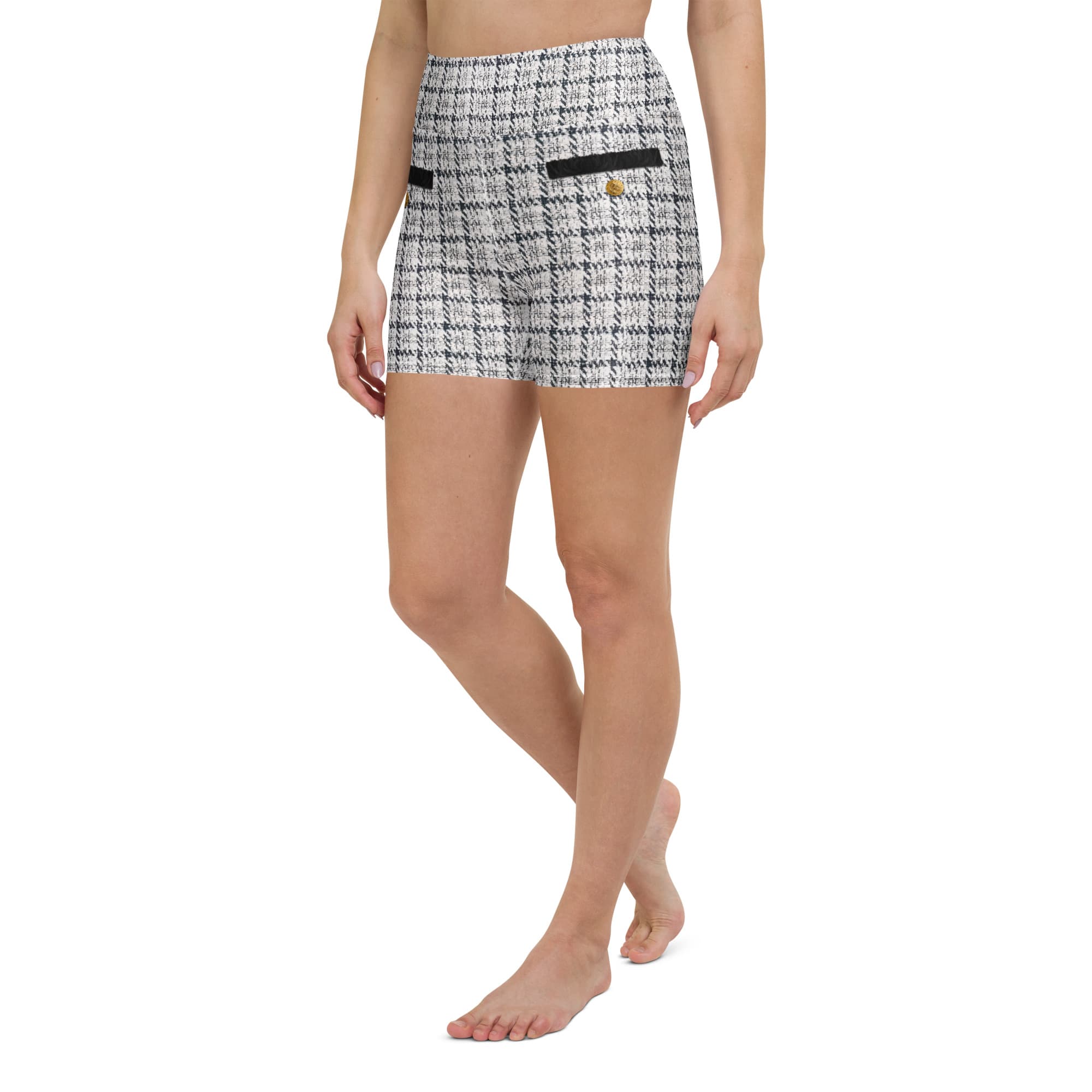 Printed Royal Tweed Effect Yoga Shorts