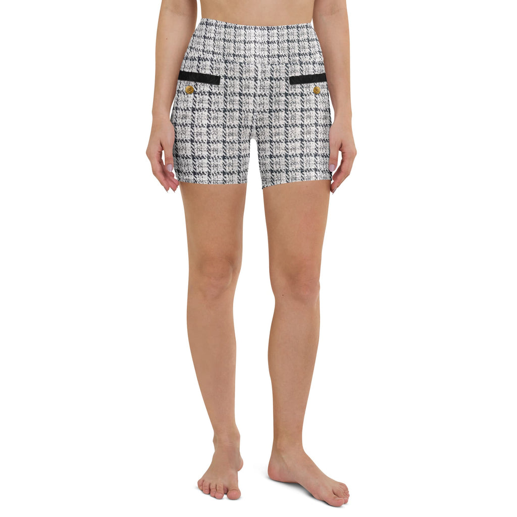 Printed Royal Tweed Effect Yoga Shorts