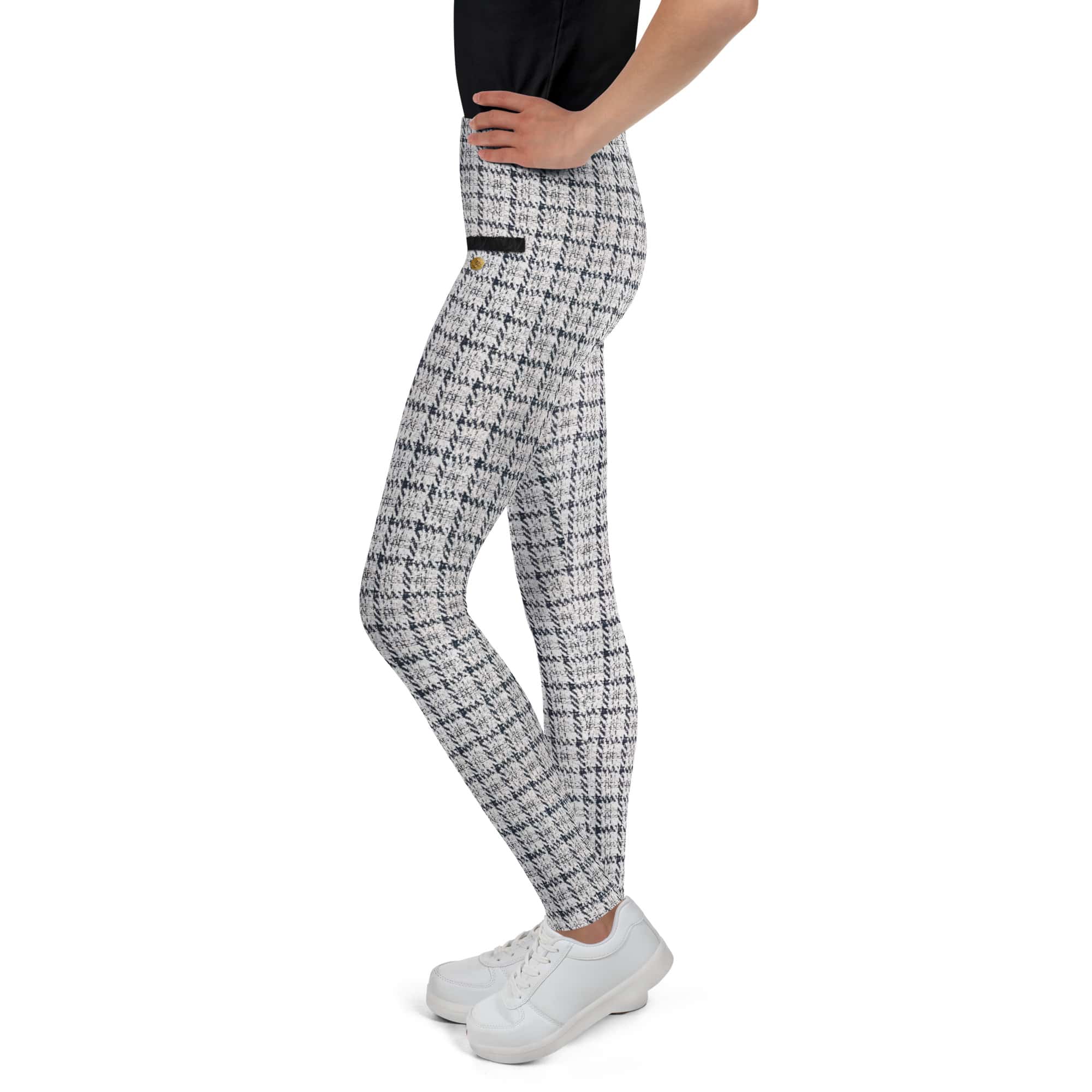 Printed Royal Tweed Effect Youth Leggings