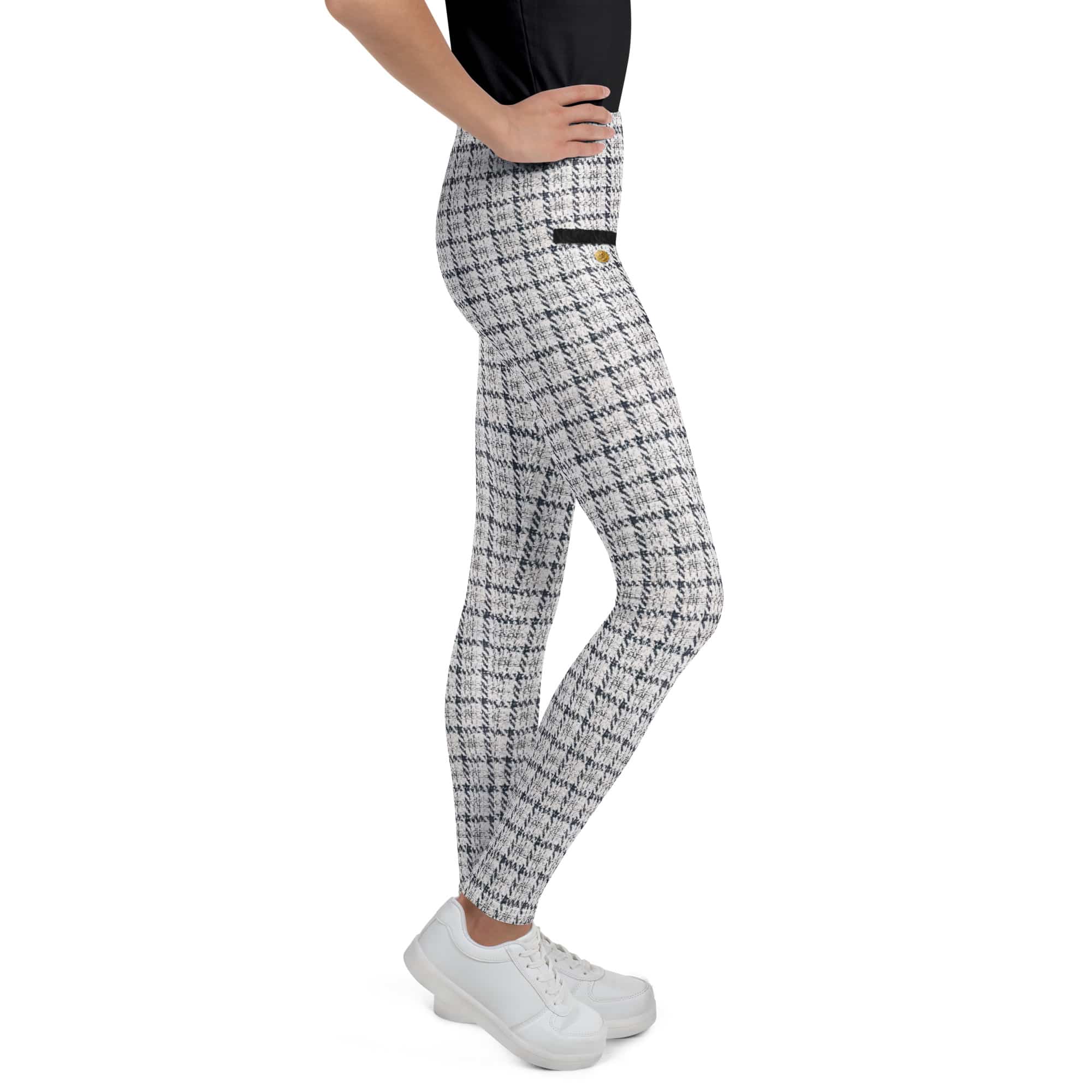 Printed Royal Tweed Effect Youth Leggings
