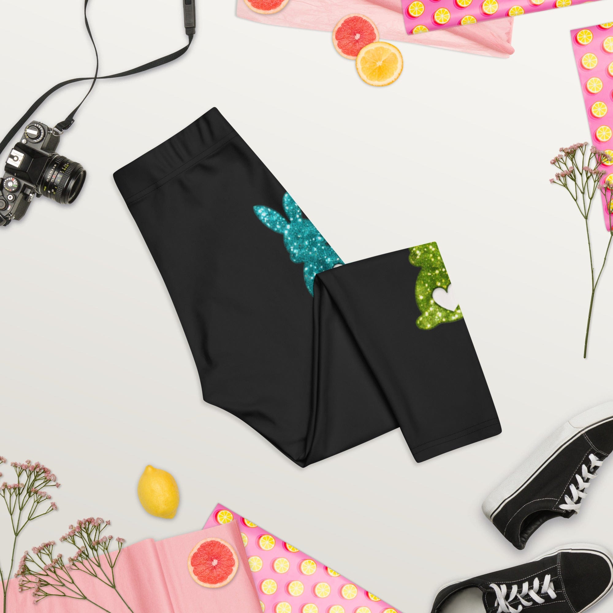 Printed Sparkle Effect Easter Capris