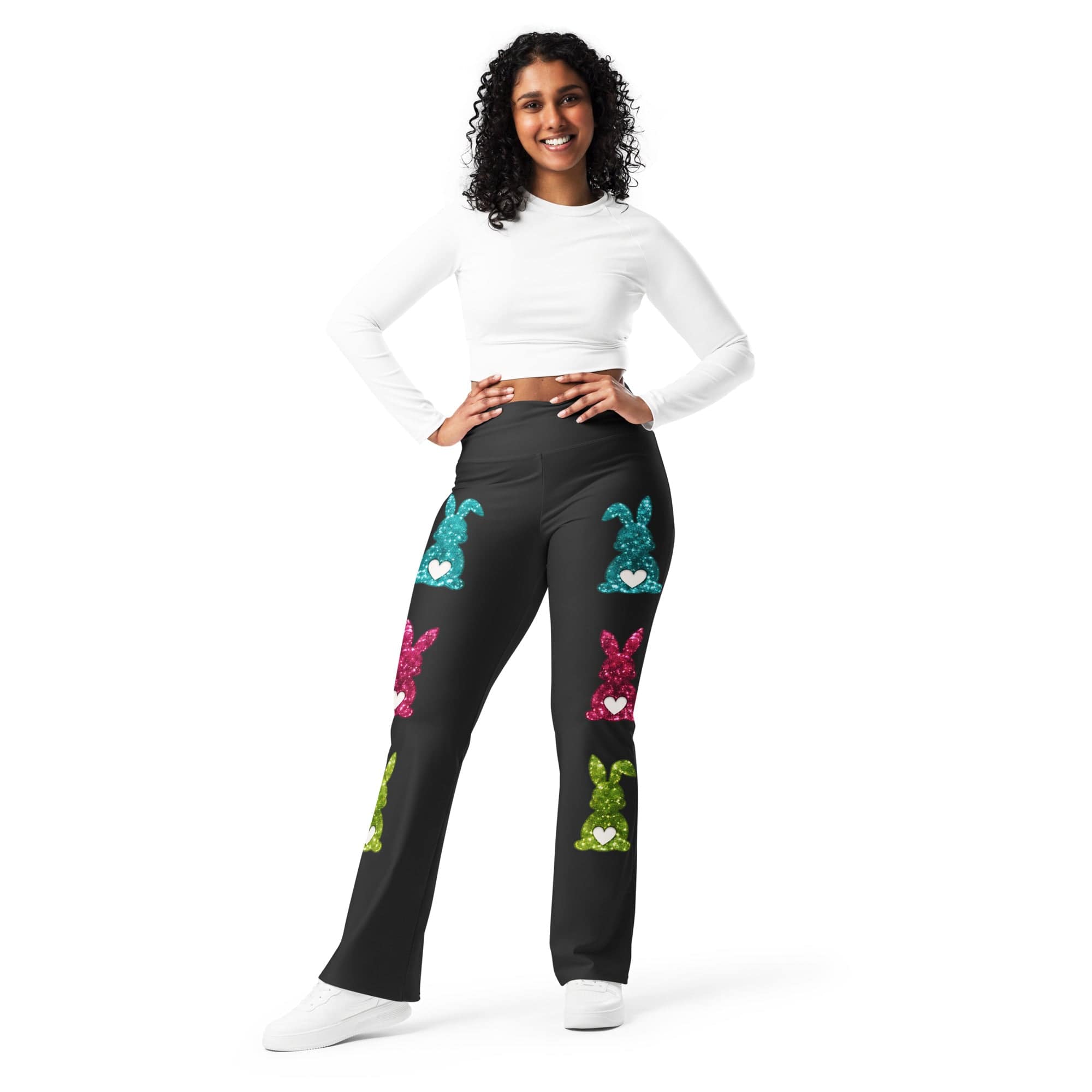Printed Sparkle Effect Easter Flare Leggings