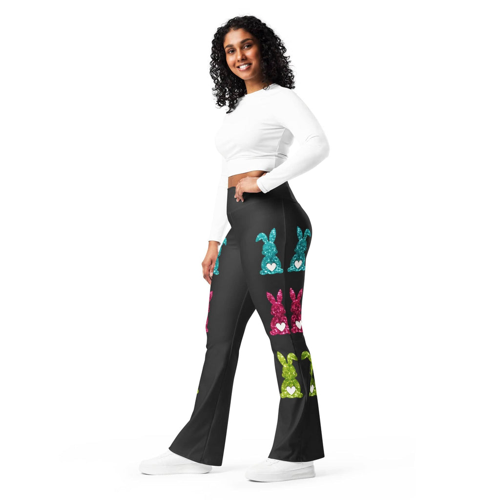 Printed Sparkle Effect Easter Flare Leggings