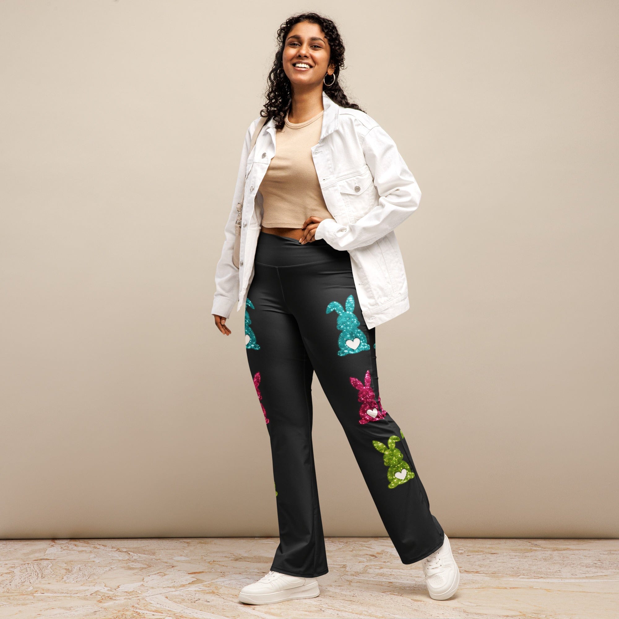 Printed Sparkle Effect Easter Flare Leggings