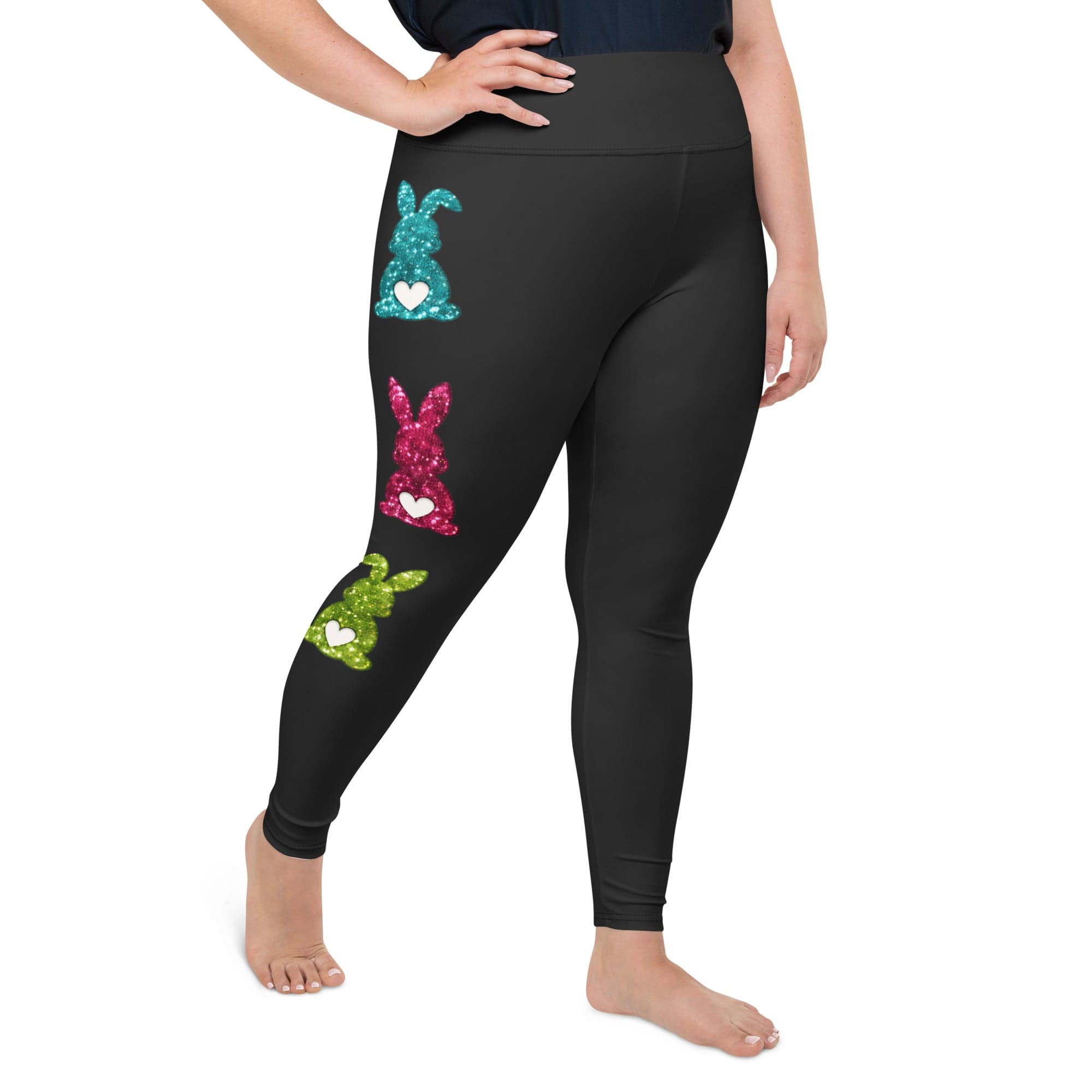 Printed Sparkle Effect Easter Plus Size Leggings