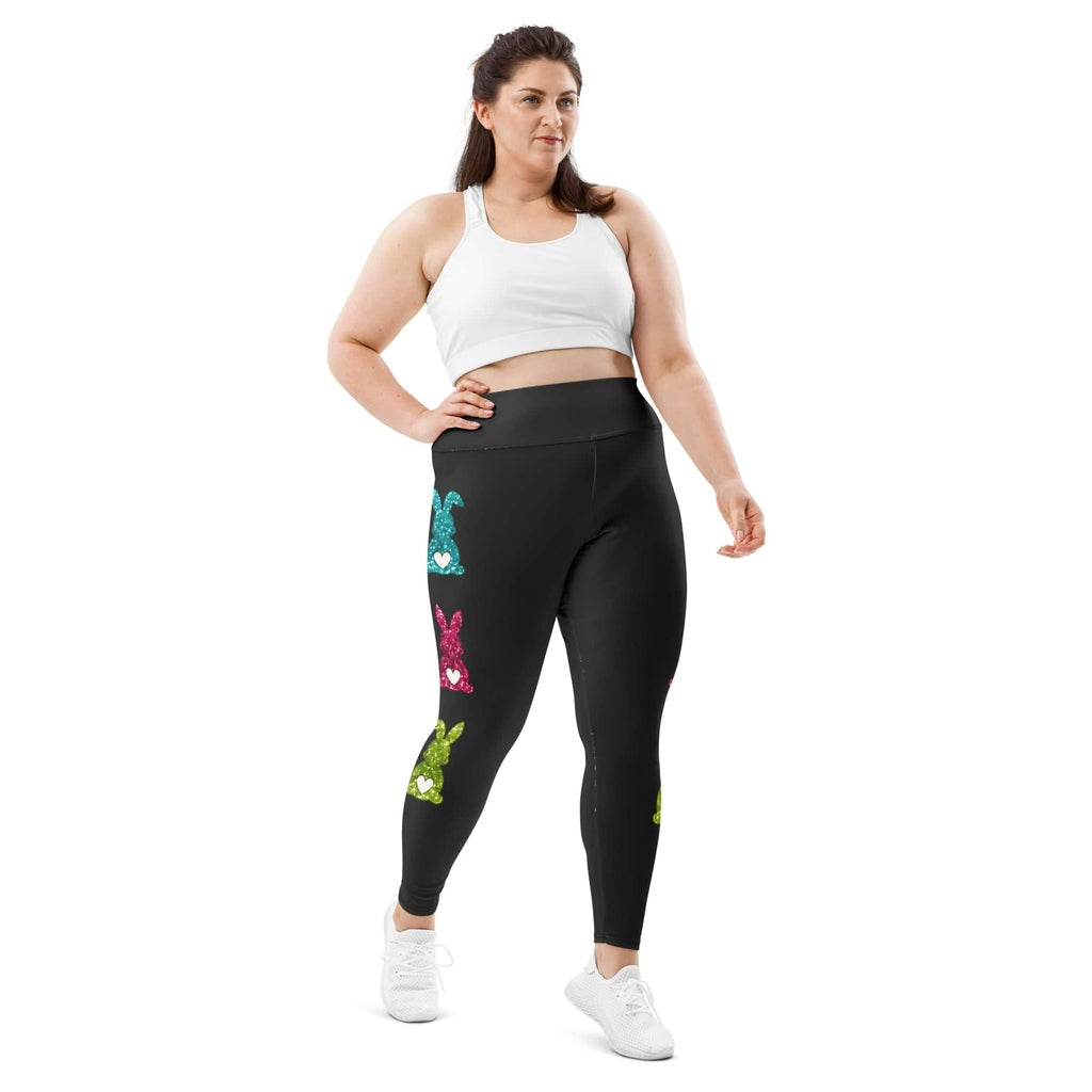 Printed Sparkle Effect Easter Plus Size Leggings