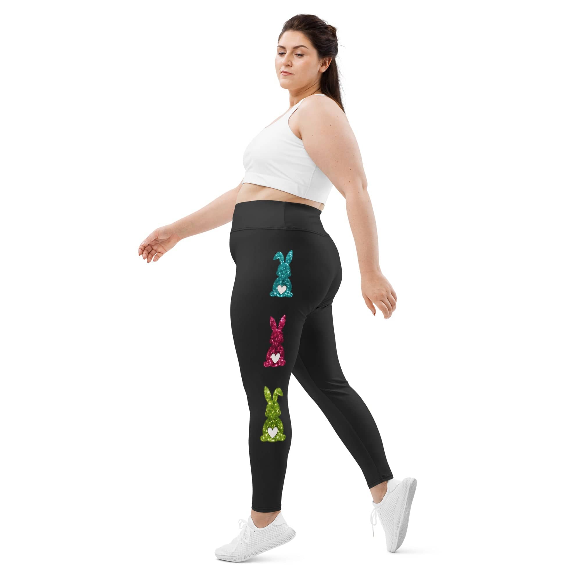 Printed Sparkle Effect Easter Plus Size Leggings