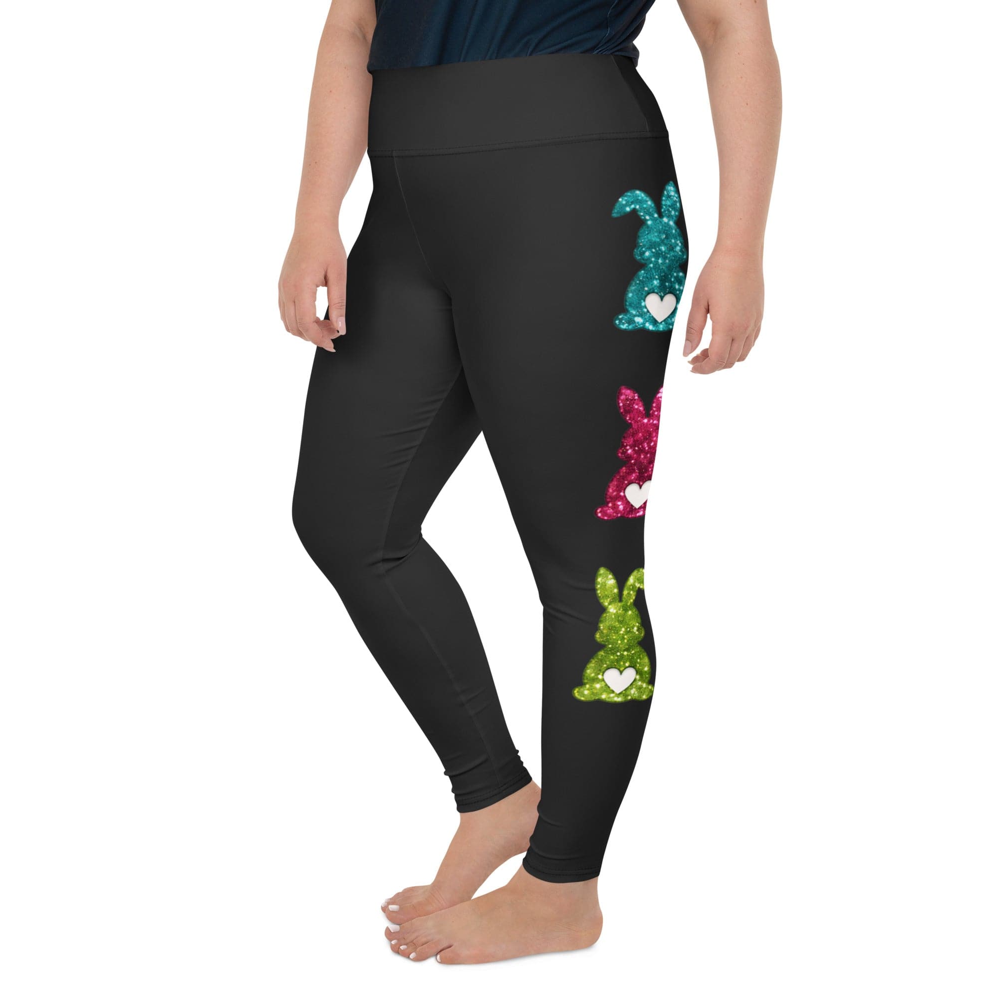 Printed Sparkle Effect Easter Plus Size Leggings