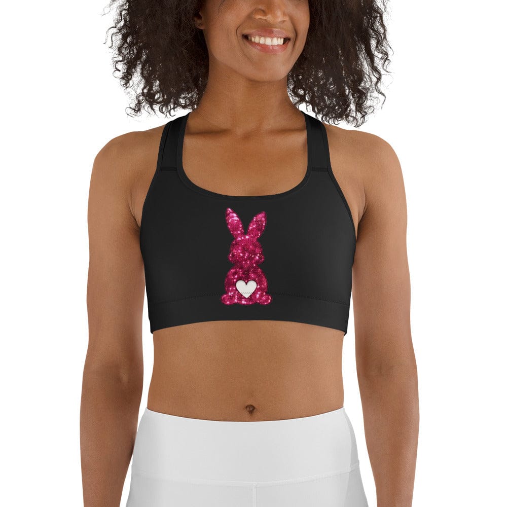Printed Sparkle Effect Easter Sports Bra