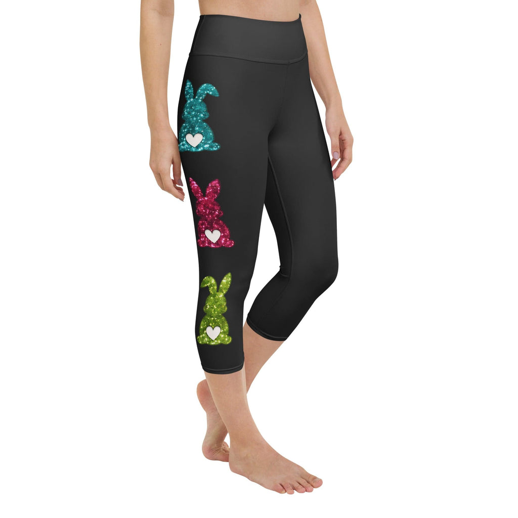 Printed Sparkle Effect Easter Yoga Capris