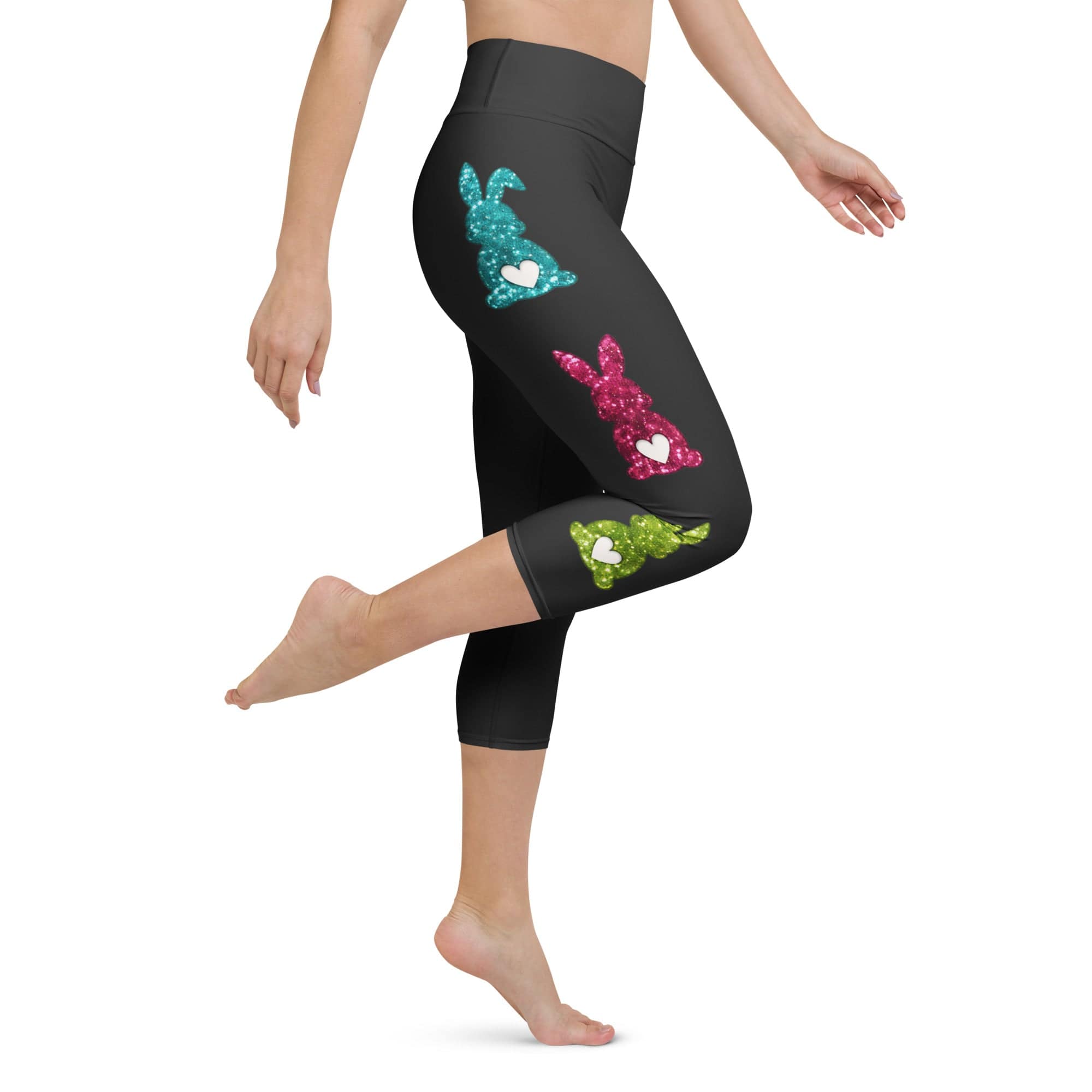 Printed Sparkle Effect Easter Yoga Capris