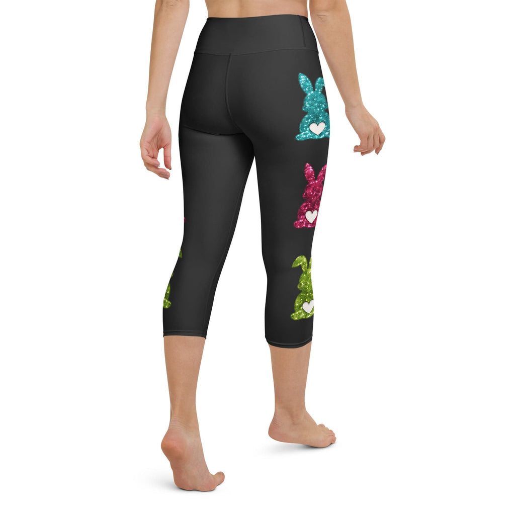 Printed Sparkle Effect Easter Yoga Capris