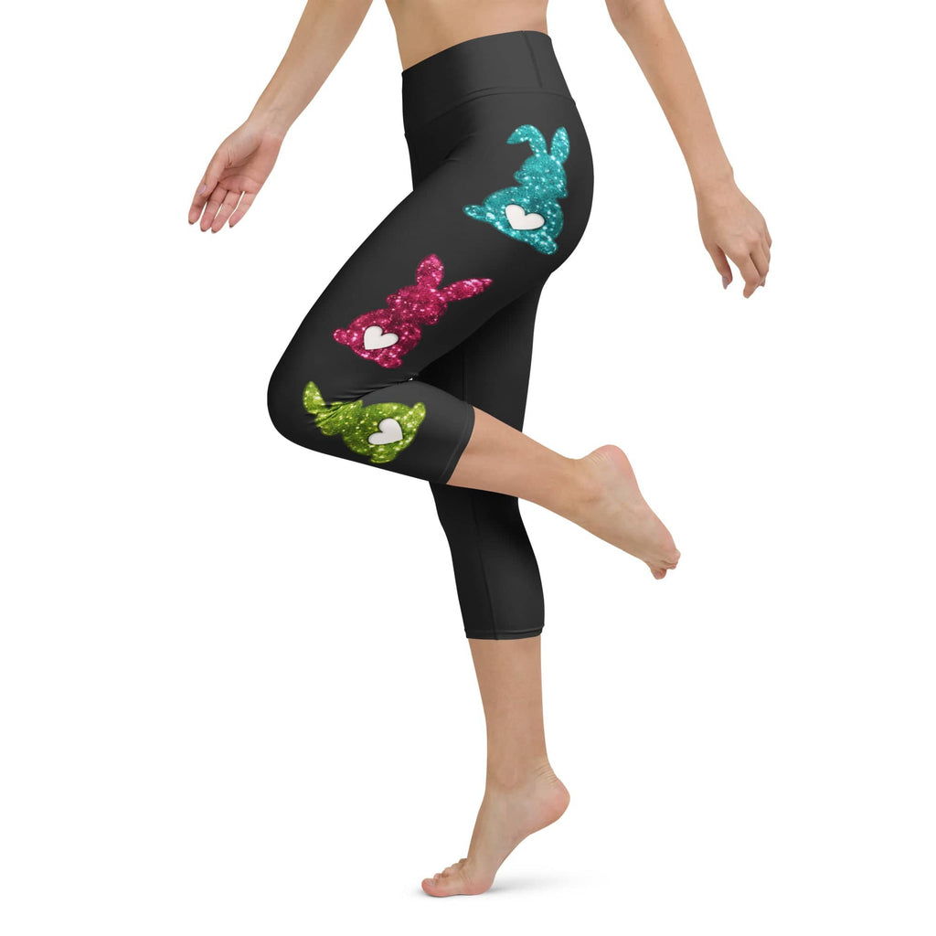 Printed Sparkle Effect Easter Yoga Capris