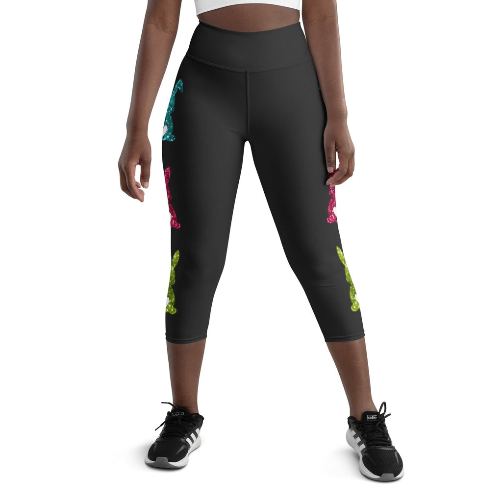 Printed Sparkle Effect Easter Yoga Capris