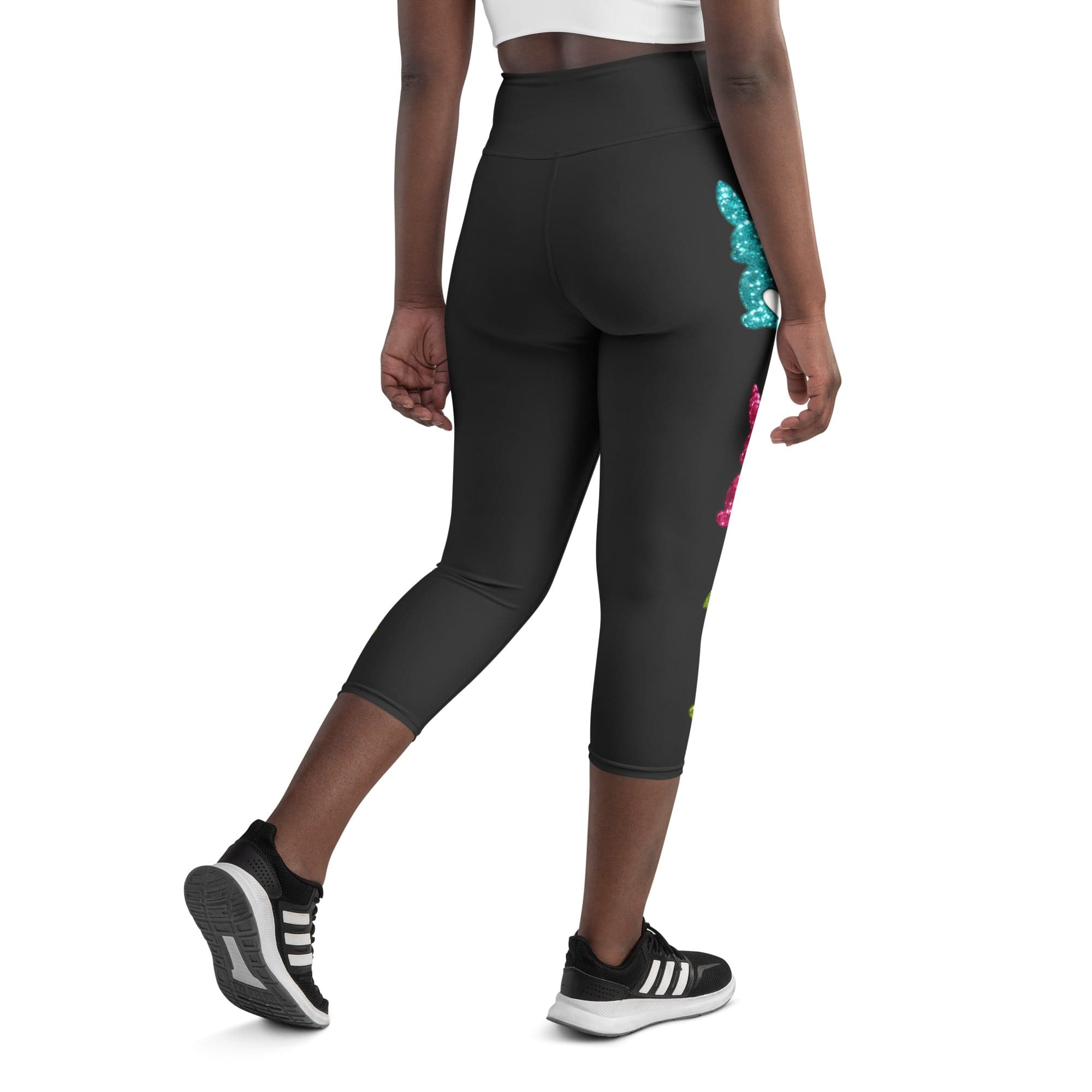 Printed Sparkle Effect Easter Yoga Capris