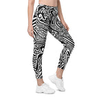 Psychedelic Black & White Leggings With Pockets