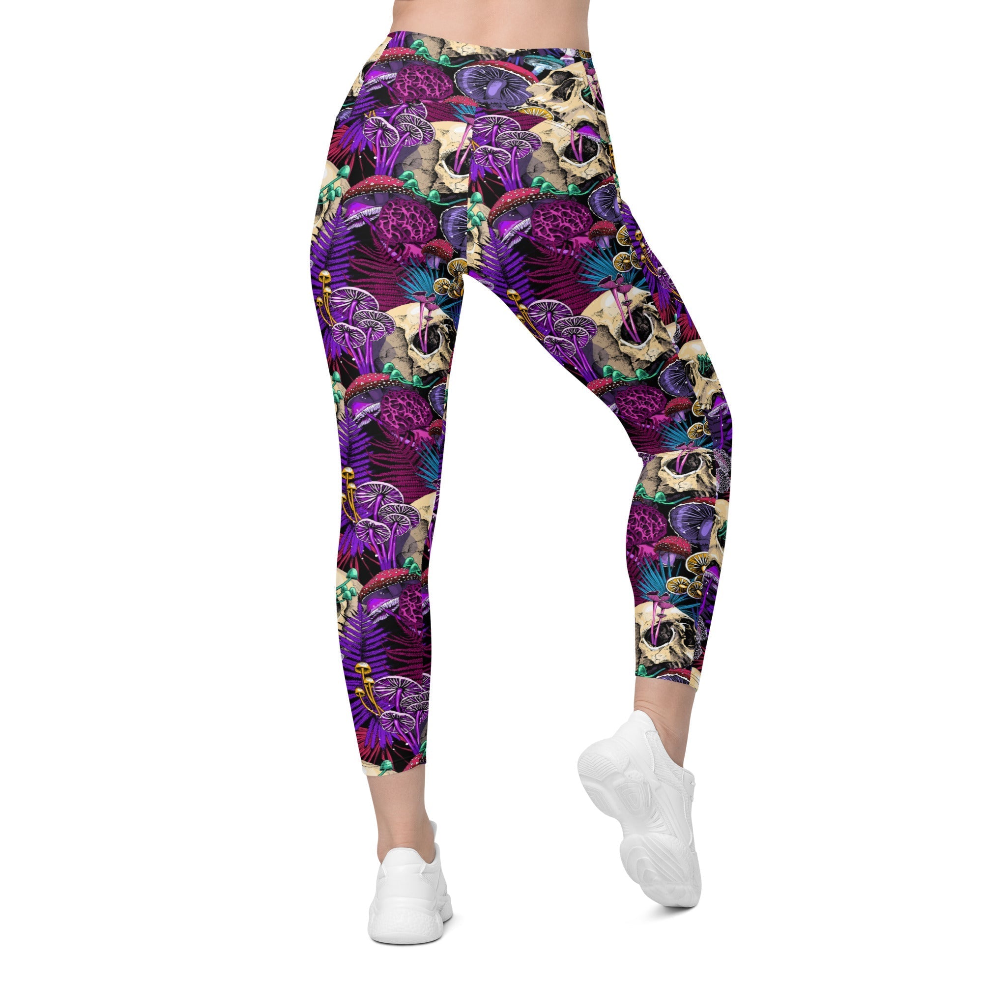 Psychedelic Skulls Crossover Leggings With Pockets