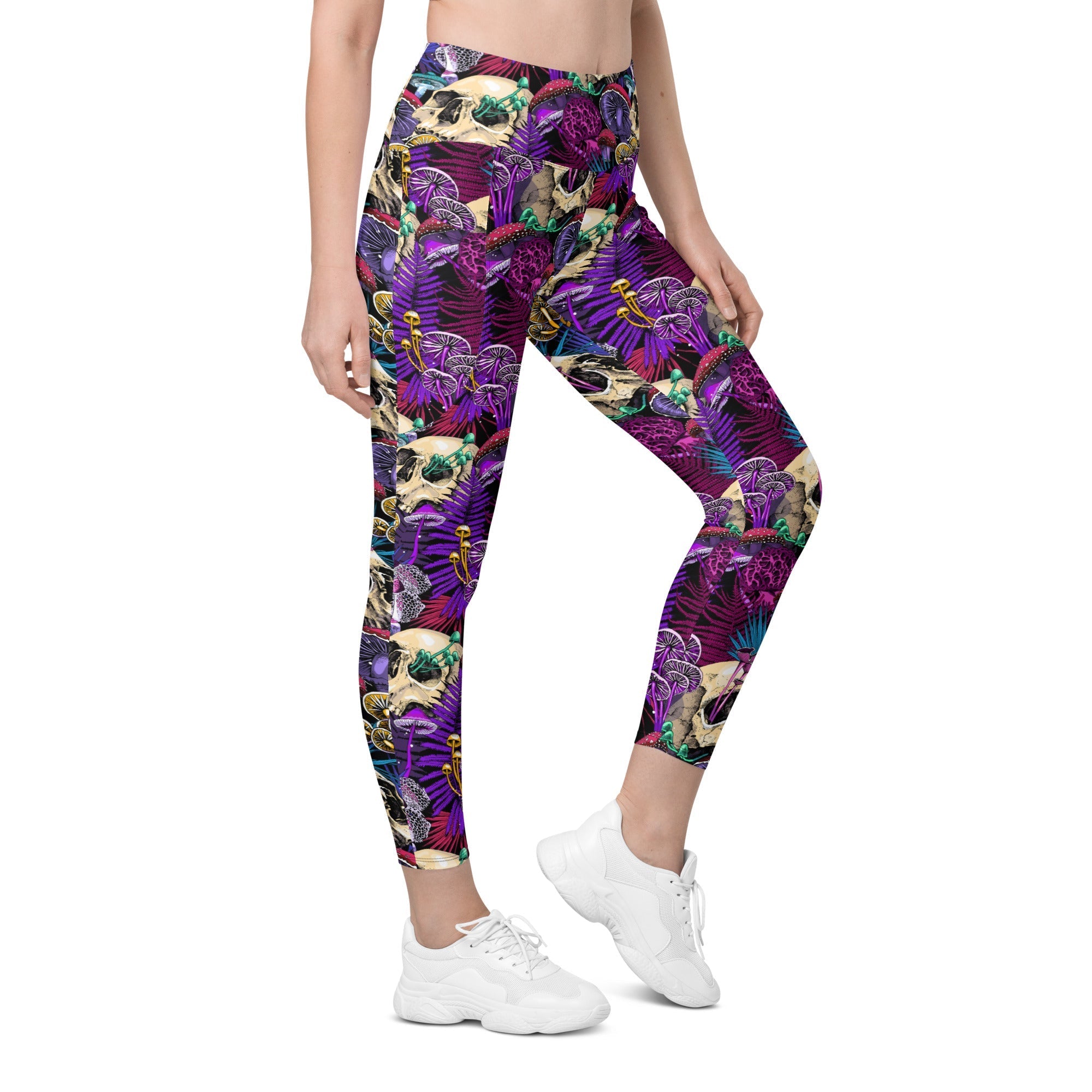 Psychedelic Skulls Leggings With Pockets
