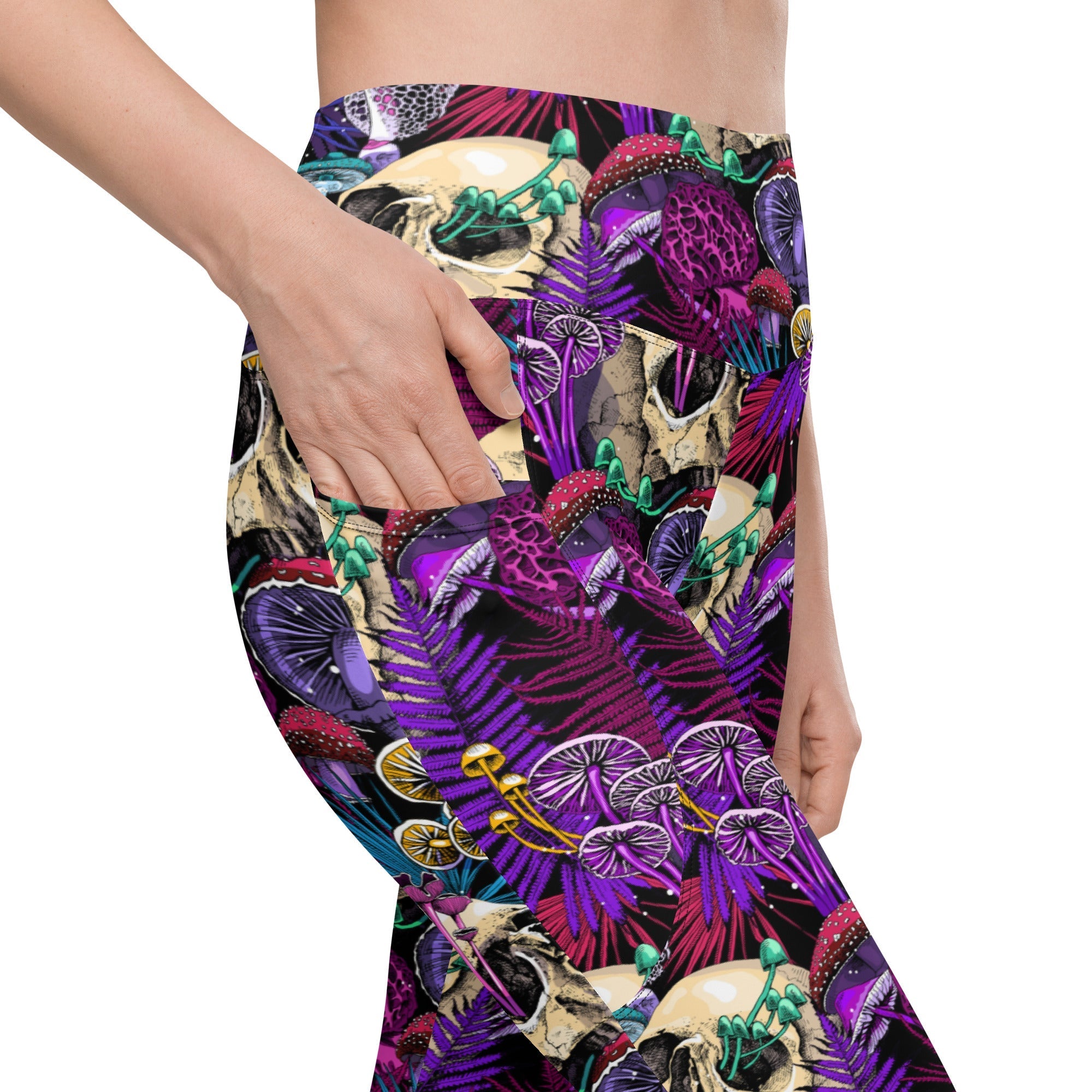 Psychedelic Skulls Leggings With Pockets