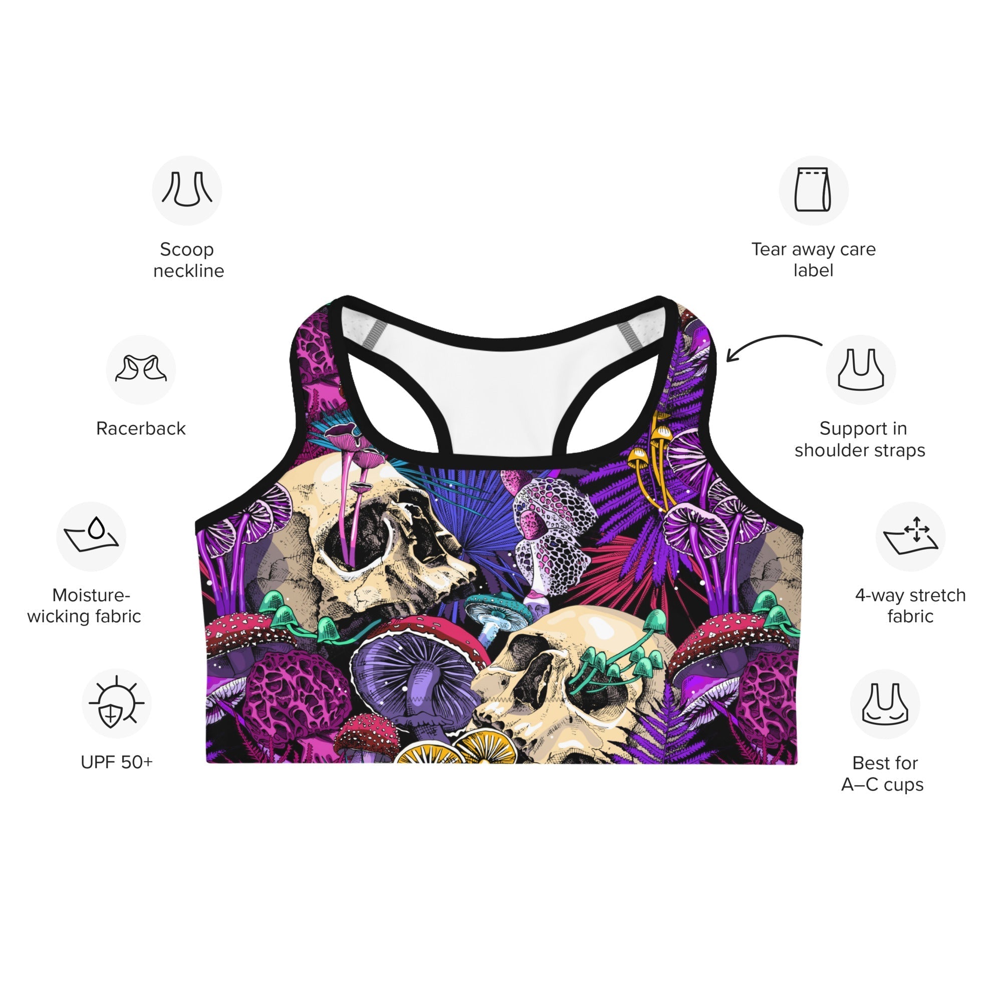 Psychedelic Skulls Sports Bra