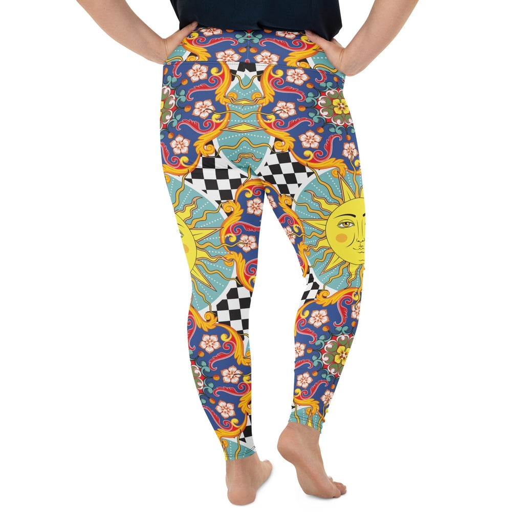 Psychedelic Sun Print Plus Size Leggings