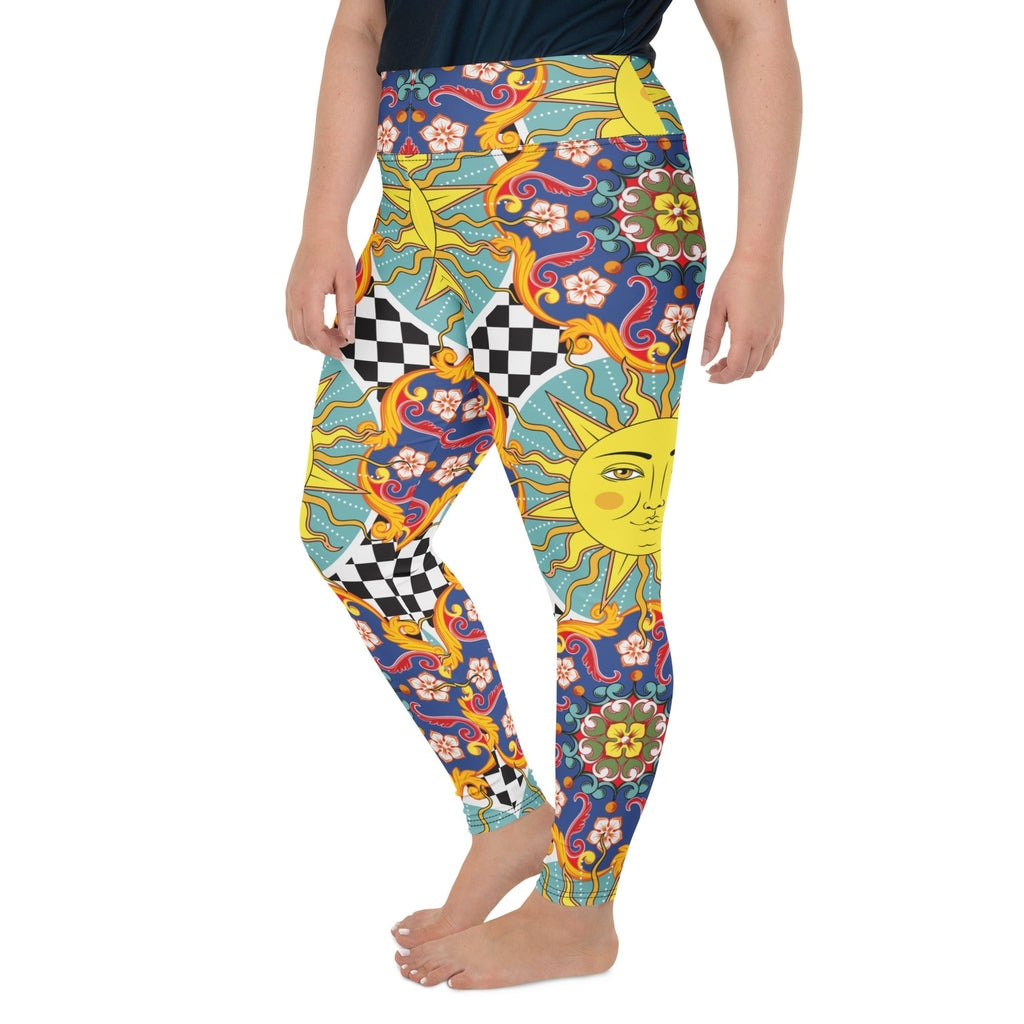 Psychedelic Sun Print Plus Size Leggings