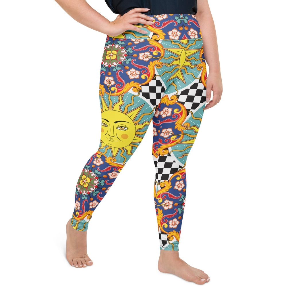 Psychedelic Sun Print Plus Size Leggings