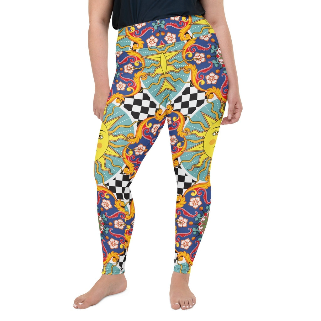 Psychedelic Sun Print Plus Size Leggings