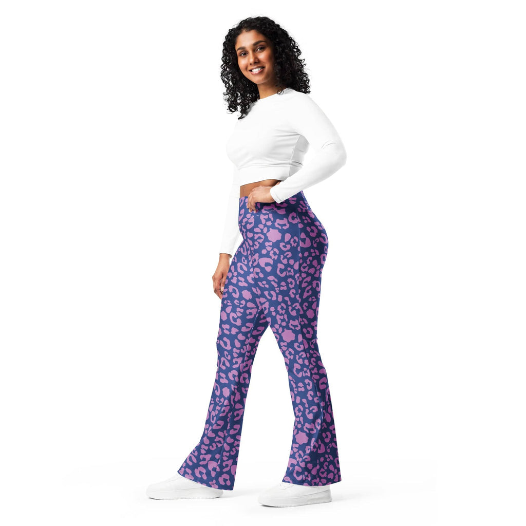 Purple Leopard Print Flare Leggings