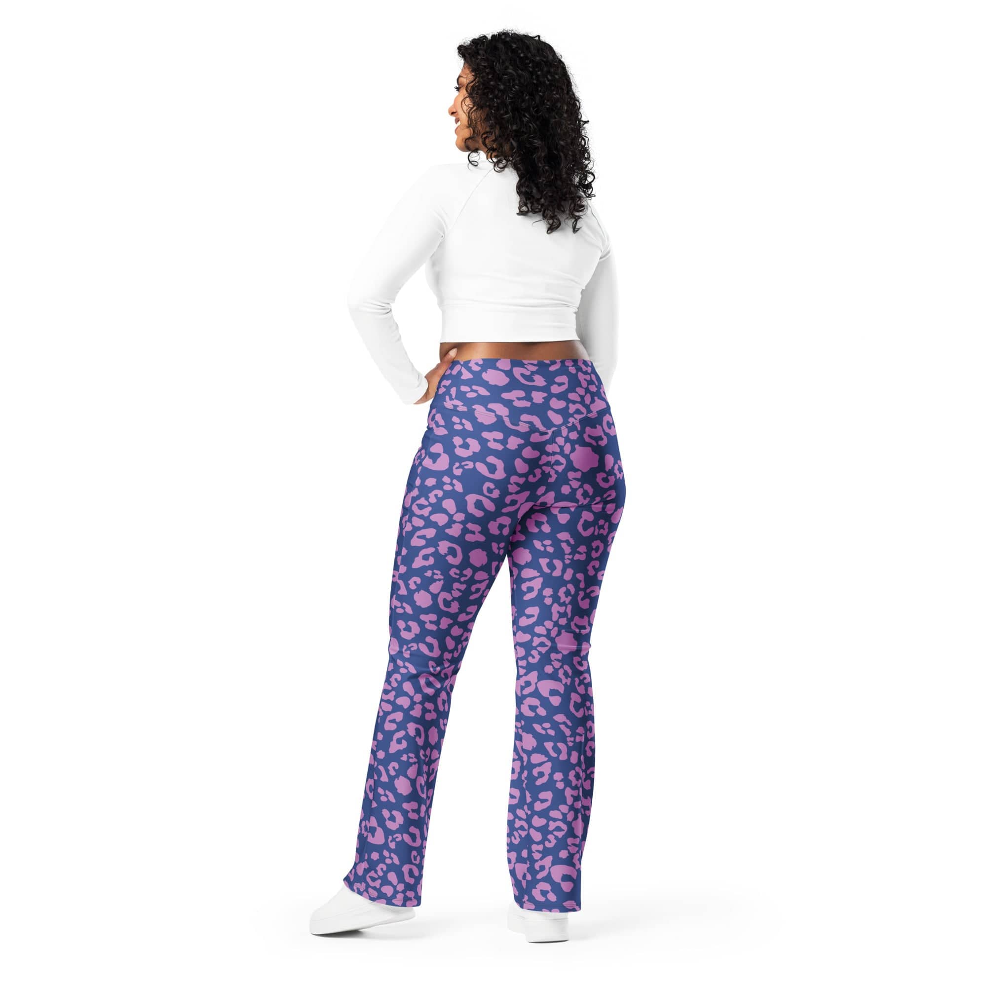 Purple Leopard Print Flare Leggings
