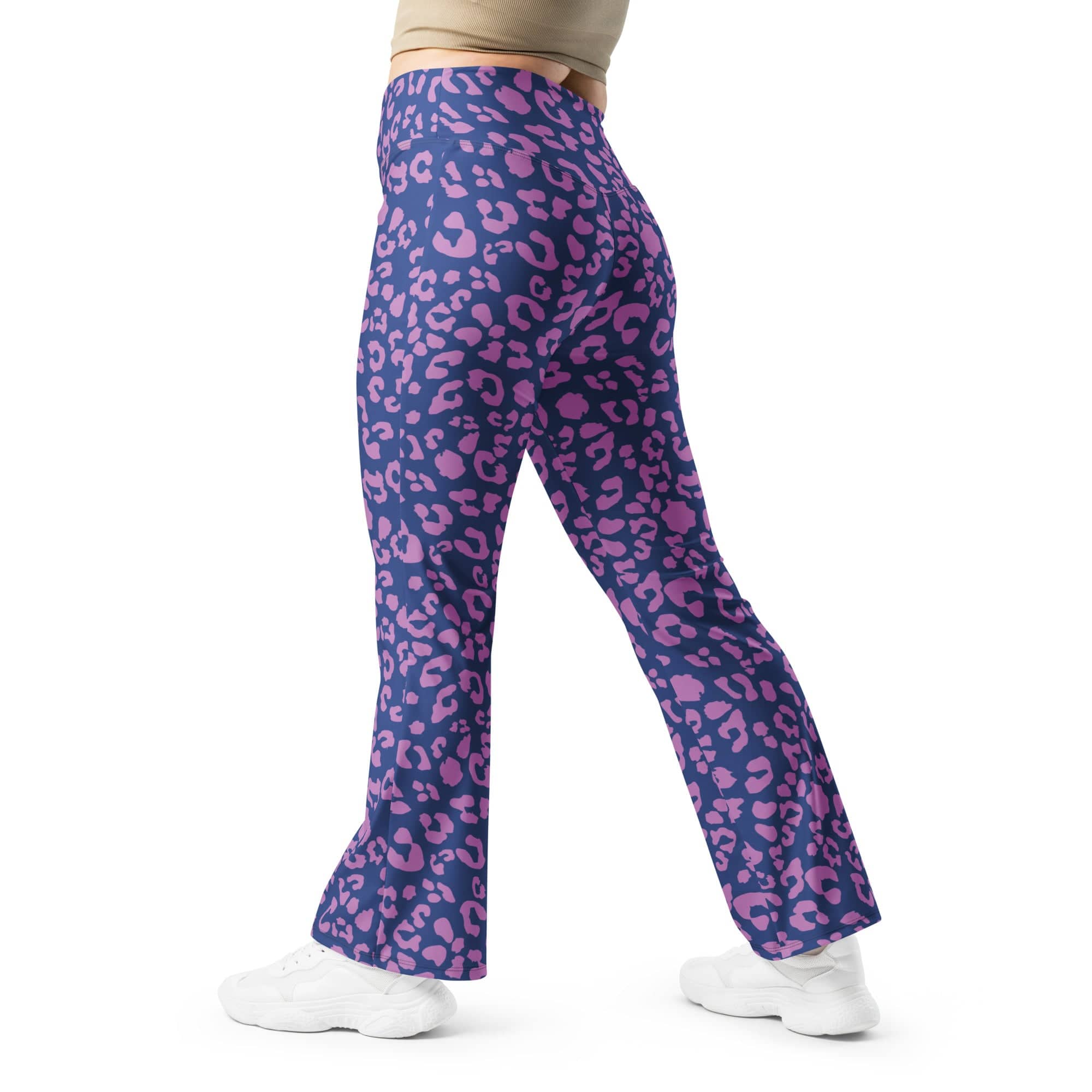 Purple Leopard Print Flare Leggings