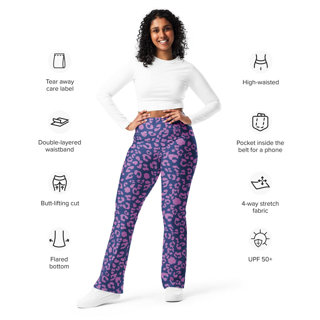 Purple Leopard Print Flare Leggings