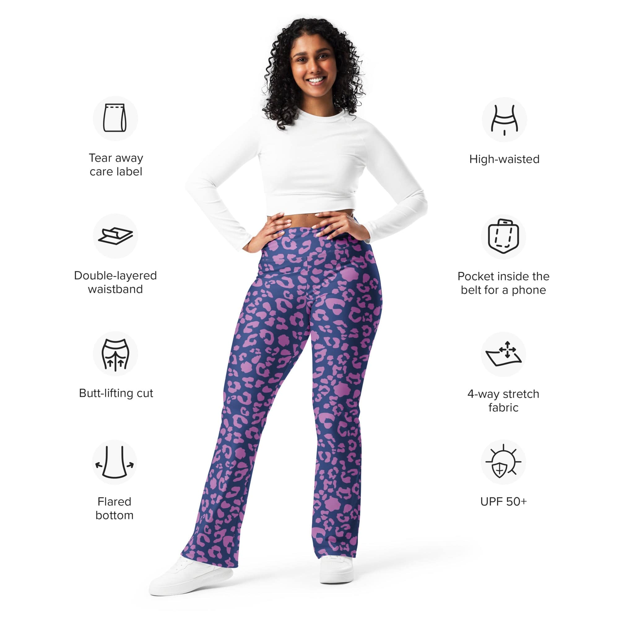 Purple Leopard Print Flare Leggings